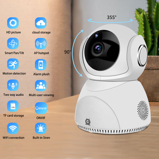 HD 1080P 360° PTZ Wireless WiFi Security Camera with Night Vision & Motion Detection